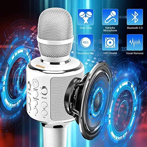 Двојна безжична караоке микрофон, Bluetooth 5.0 karaoke Reverb машина 3000mAh MIC MIC SONICE за Android/iPhone/компјутер