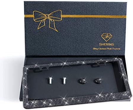 Рамка за регистарска табличка за блинг, елегантна кутија за подароци со рачно изработена кристална премиум рамка за таблички од не'рѓосувачки челик