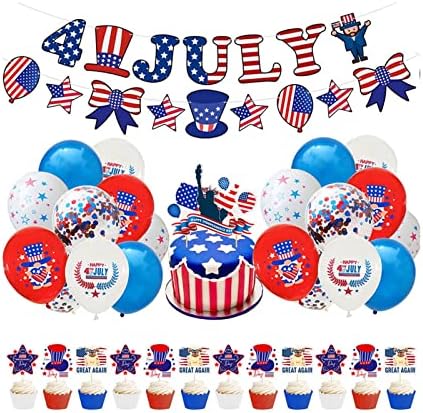ФАФАН Виножито Метални Балони Американски Ден На Независноста Светки Балон Декорација На Забави Банер Влечење Знаме Виси Торта Вметнување Балон