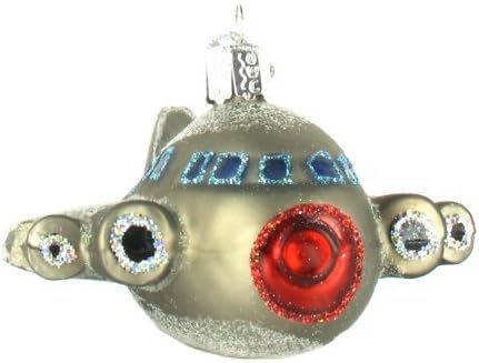 Божиќни украси на стариот свет: авиони, возови, хеликоптери, чамци и камиони стакло разнесени украси за новогодишна елка, авион