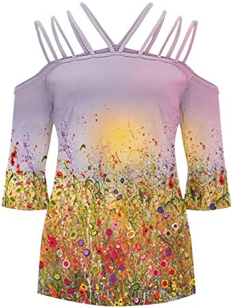 Womenените паѓаат летна блуза мека удобна облека со кратки ракави памучни екипаж на вратот графички салон блуза маица за дами N3 N3