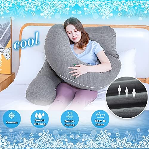 Како Awesling 60in перници за бременост за спиење | Одвојлива породилна перница за бремени жени | Екстра голема перница на целото тело
