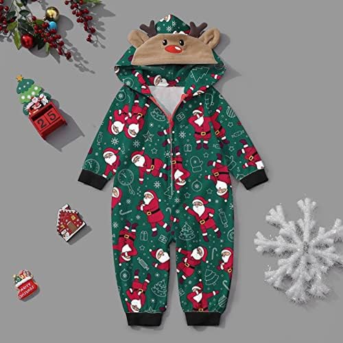 Појавување на пижами поставени за семејни Божиќ, PJS Onesie Божиќна облека за спиење, патент, патент со долга ноќна облека за