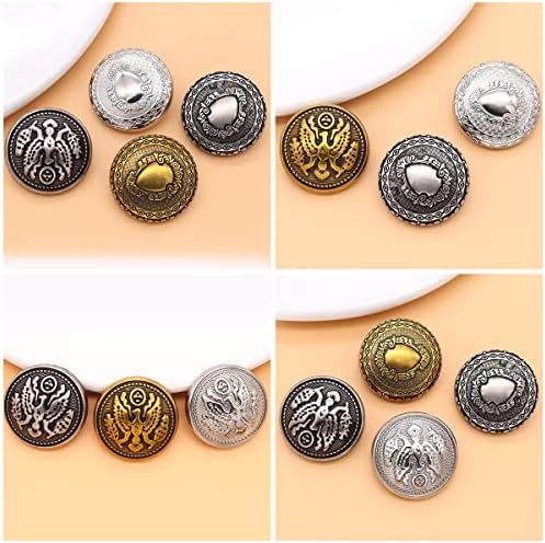 Zotuoart Ретро тркалезна форма шема значка врежани метални копчиња Антички високо одделение копче Британски стил за DIY занаети додатоци за шиење - Стил01 Античко злато 2