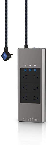 Austere V Series Power 6-Outlet со Omniport USB | 3.000 ouули, неплашени MOV -ови, заштита од прекумерна струја, места за паметни телефони,