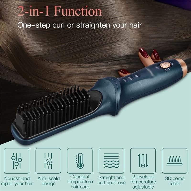 ZLXDP 220V Ionic Брзо загревање Мултифункционална четка за коса четка за коса, четка за чешел од 25 мм, зацрвнувачи за виткање на коса