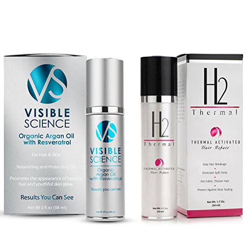 H2THERMAL топлина активиран третман за поправка на коса + видлива наука Арганско масло сјај серум пакет