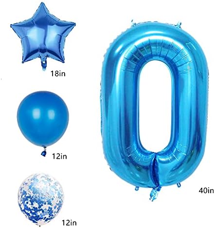 80 -ти роденденски украси за украси, сини број 80 балон, 40 инчи гигантска фолија Милар 80 -та декорација на балони за мажи и жени, голем хелиумски