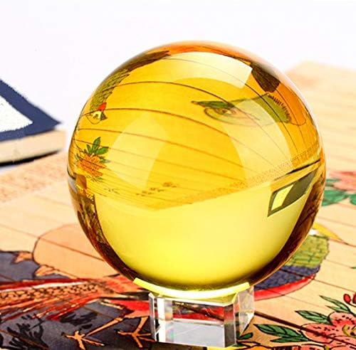 Замтак жолто магично кристално стакло заздравување на сферата топка занаетчиски подарок редок кварц фенг шуи кристали Фотографија лупа
