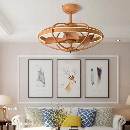 Zhyh дрво шема таванот вентилатор со светло LED лустер далечински управувач 3 брзини 3 бои затемнети тавани за спална соба за дневна