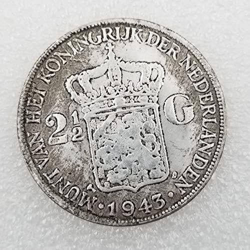 Qingfeng Антички занаети 1943 холандски месинг сребрен сребрен долар 033