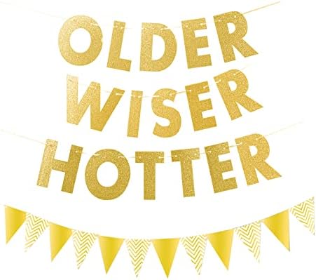 Постари поумни потопло роденденски банер, смешни украси за роденден за украси за забави за возрасни, среќен роденден знак роденденски
