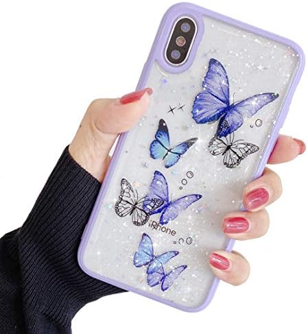 Компатибилен со Iphone Xs Max Случај За Девојки, Мека Тенок Одговара Целосна Околу Заштитни Симпатична Јасна Sparkly Блинг Ѕвезда Пеперутка Шема Телефон Случај Сјајот Покр?