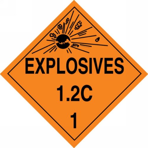 Accuform MPL111VP25 Класа на пластична опасност 1/дивизија 2C точка плакард, „експлозив 1.2C 1“ со графички, 10-3/4 ширина x 10-3/4