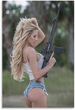 Hotешка девојка постери русокоса секси фармерки девојка со пиштол wallидни уметнички слики платно wallид декор дома декор дневна соба декор