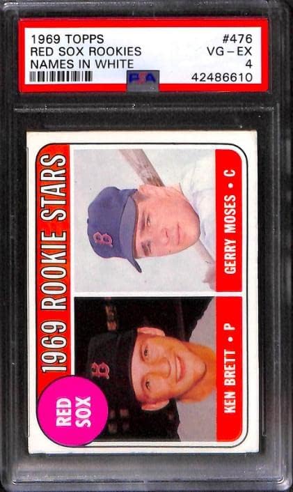 1969 Топпс 476W Red Sox Rookies White Name PSA 4 42486610 - картички за бејзбол со плочи