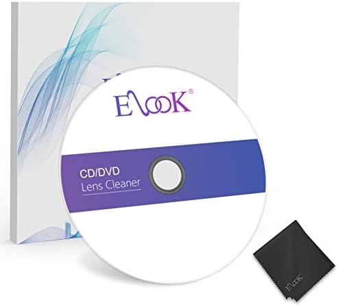Чистач за чистење на ЦД -плеерот Elook, диск за чистење на ласерски леќи за CD/VCD/DVD плеер, вклучена крпа за микрофибер.