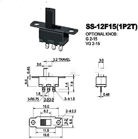 Larro Micro Switch 100pcs SS12F15 SS12F15VG4 Прекинувач за префрлување 3pin 1p2t Склоп на прекинувачот за слајд рачка Висока 4мм