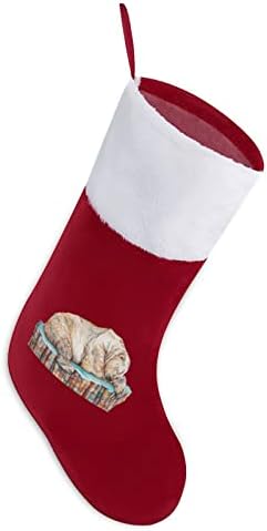 Спиење мечка дрво, Божиќно чорапи, порибување на Божиќни дрво, украси за виси украси за одмори од камин 16,5 “