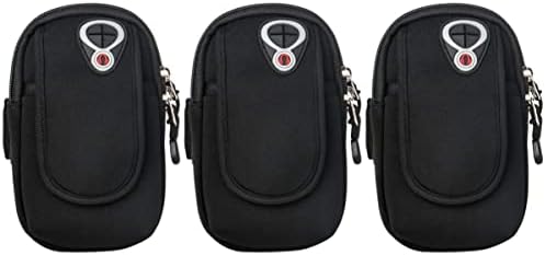 Besportble 3pcsbag зглоб на слушалки за велосипедизам, неопрена што работи пари џебови рака за мобилни телефони, тркач за тон, под џеб, специјален држач, црна унисекс мобилн?