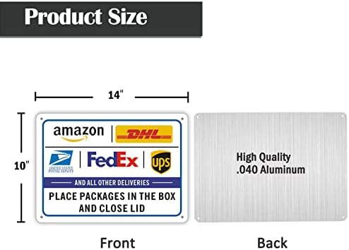 Инструкции за испорака на пакет со пакет Clotide 2 Пакет за испорака на FedEx UPS DHL знак, метал рефлексивен 10 x 14 'рѓа без алуминиум,