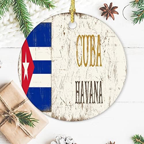 Божиќен украс сувенир за земја гроздобер рустикален керамички елегантен Божиќ што виси украси Куба главен град Хавана Божиќен керамички