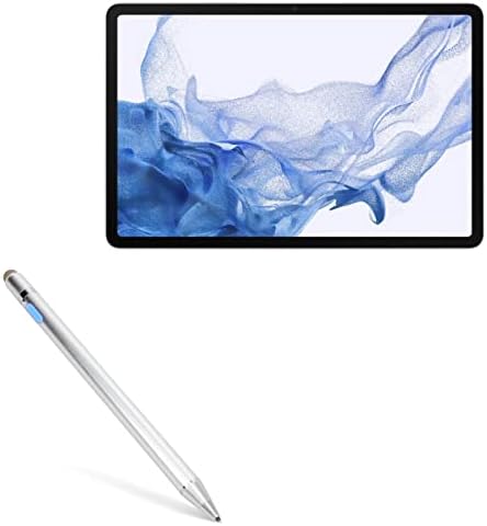 Пенкало за пенкало во Boxwave Compatible со Samsung Galaxy Tab S8+ - Accupoint активен стилус, електронски стилус со ултра фино врв за Samsung Galaxy Tab S8+ - Метално сребро