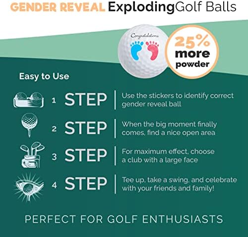 Пол открие експлодирачки топки за голф поставени за забави за откривање на полот - една дрвена мета, една розова и една сина прав исполнет