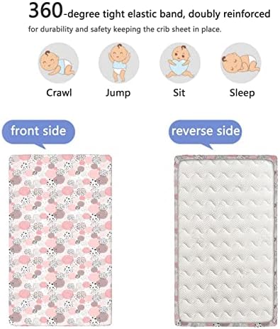 Пастелни тематски опремени мини чаршафи, преносни мини креветчиња со ултра мек материјал-плетен душек или столб за кревет, 24 „x38“,