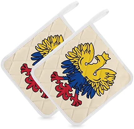 Знаме на Колумбија со полски држачи за тенџере со орел отпорни на топли врели влошки за готвење кујна 2 парчиња сет