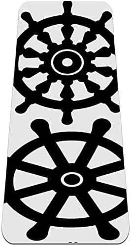 Sdlkfreli 6mm Дополнителен густ јога мат, икона за бродски тркала Поставете печатење на еко-пријателски вежби за вежбање пилатес