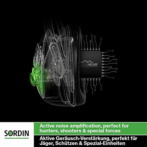 Sordin Supreme Pro X Reckband Security Muffs Ear - Со комплет за хигиена за заптивка на гел - чаши за гел уво SNR: 25DB - зелена