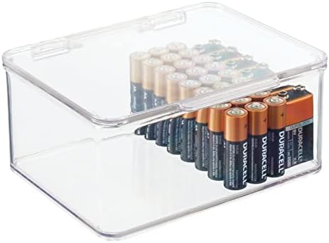 Mdesign Пластична Мала Кутија За Организатор На Поделено Складирање На Батерии Со Капак Со Шарки ЗА S, ААА, Ц, Д, Големини Од 9 Волти,