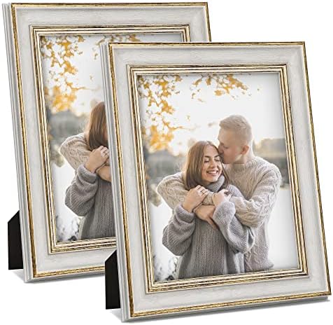Sumgar 8x10 Рамки за слики гроздобер бела и златна фамлија Пријатели Двојки свадба декоративни ретро антички фото рамки за табела на табела