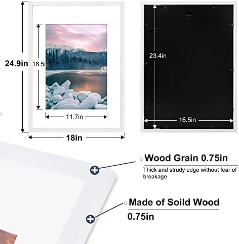 Рамка за слика на постери Yoachne A2, 16.5x23.4 Природно дрво со бело фото рамки со HD Plexiglass, прикажете ја сликата A3 со