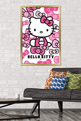 Trends International Hello Kitty - Постери за wallидови на лакови, 22.375 x 34, верзија на златната врамена