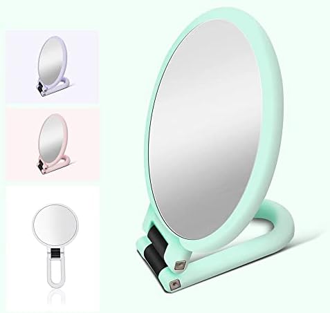 Uxzdx Големина светло за шминка огледало рачно рачно преклопување двострана шминка суета огледало преносно преносно