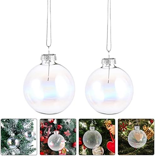Општи 2 парчиња чиста стаклена топка украси Божиќна транспарентна тркалезна декорација за декорација на Божиќно дрво виси сијалички