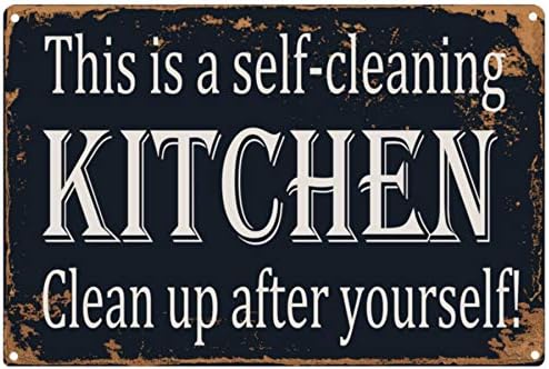 Pxiyou ова е само-чиста кујна чиста по себе, гроздобер метален знак фарма куќа кујна декор ресторан wallид декор 8x12inch