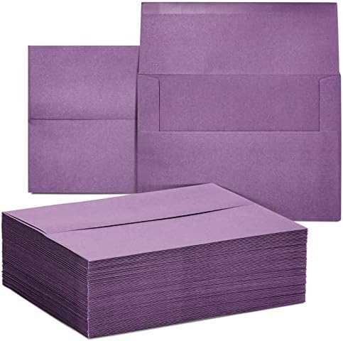 100 пакувања со виолетова коверти 5x7, A7 големина за честитки, пошта, покани за венчавки