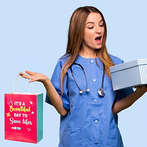 24 ПАРЧИЊА Подароци За Неделата На Медицински Сестри, Среќен Ден На Медицинската Сестра Крафт Торби За Подароци, Ви Благодариме Хартиени