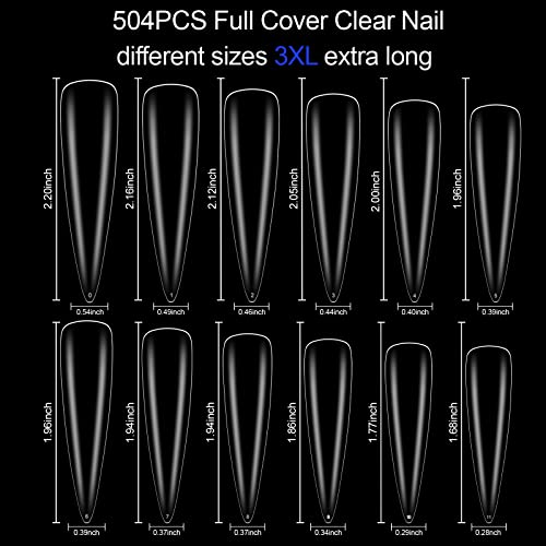 504 парчиња 3xl Совети За Нокти Со Стилето Целосно Покритие, Снабдување Со Маникир За Прикажување Нокти Флексибилни Подвижни