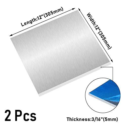 Алуминиумски лист Tynulox 6061 3/16 x 12 x 12 , 2 парчиња, без гребнатини алуминиумски плочи со двојни филмови алуминиумски