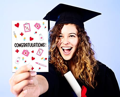 SICOHOME Медицинска Сестра Дипломирање Подарок Картичка За Нејзините Честитки Картичка За Дипломирани Студенти Оригинални И Смешни Дипломирањето Картичка Со Плик По
