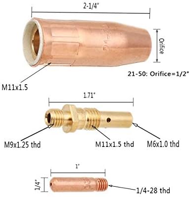 Пиштол за заварување на Кинг Миг 21-50 .035 Комплет-топ-дифузер за Линколн Магнум 100л и Твико мини/1