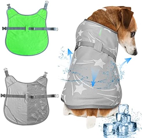 Облека За кучиња Лето Олади, Ладење На Вода, 3 Слоја Специјални Материјали За Ладење, Реверзибилни, Влажни Откриваат, Рефлектирачки