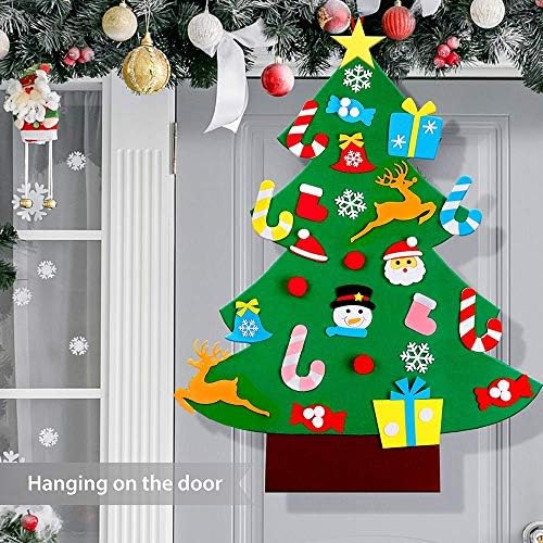 JOYYEAR DIY почувствува новогодишна елка за деца со одвојливи украси, новогодишни и Божиќни подароци wallид што висат украси