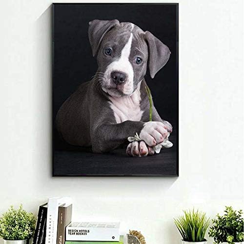 （24x34cm） 5d дијамантски сликарство Pitbull Dog DIY целосен вежба квадратни дијаманти везење миленичиња кучешки животни обрасци мозаик сликарство