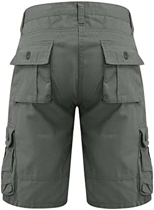 Овермални машки отворени лабави панталони со повеќе џеб со цврста боја карго шорцеви