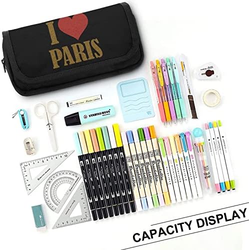 Јас многу го сакам Париз молив, двојно поштенско пенкало торба со голем капацитет држач за канцелариски материјал за домашна канцеларија